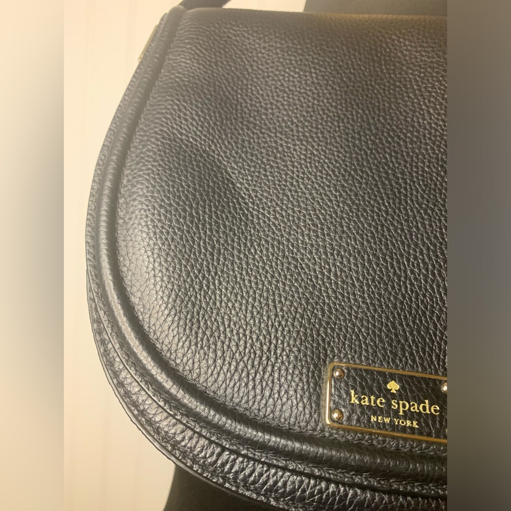 Kate Spade Oliver Street Sadelle Saddle Purse Black Pebble Leather Flap Med New - Picture 3 of 16